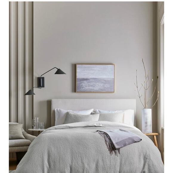 Quince Organic Luxe Honeycomb Duve Cover Set King/Cal KIng Light Gray NWOT#33 - Picture 6 of 7